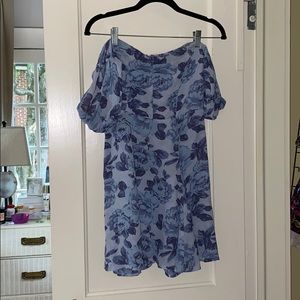 Blue Floral Off the Shoulder Reformation Dress